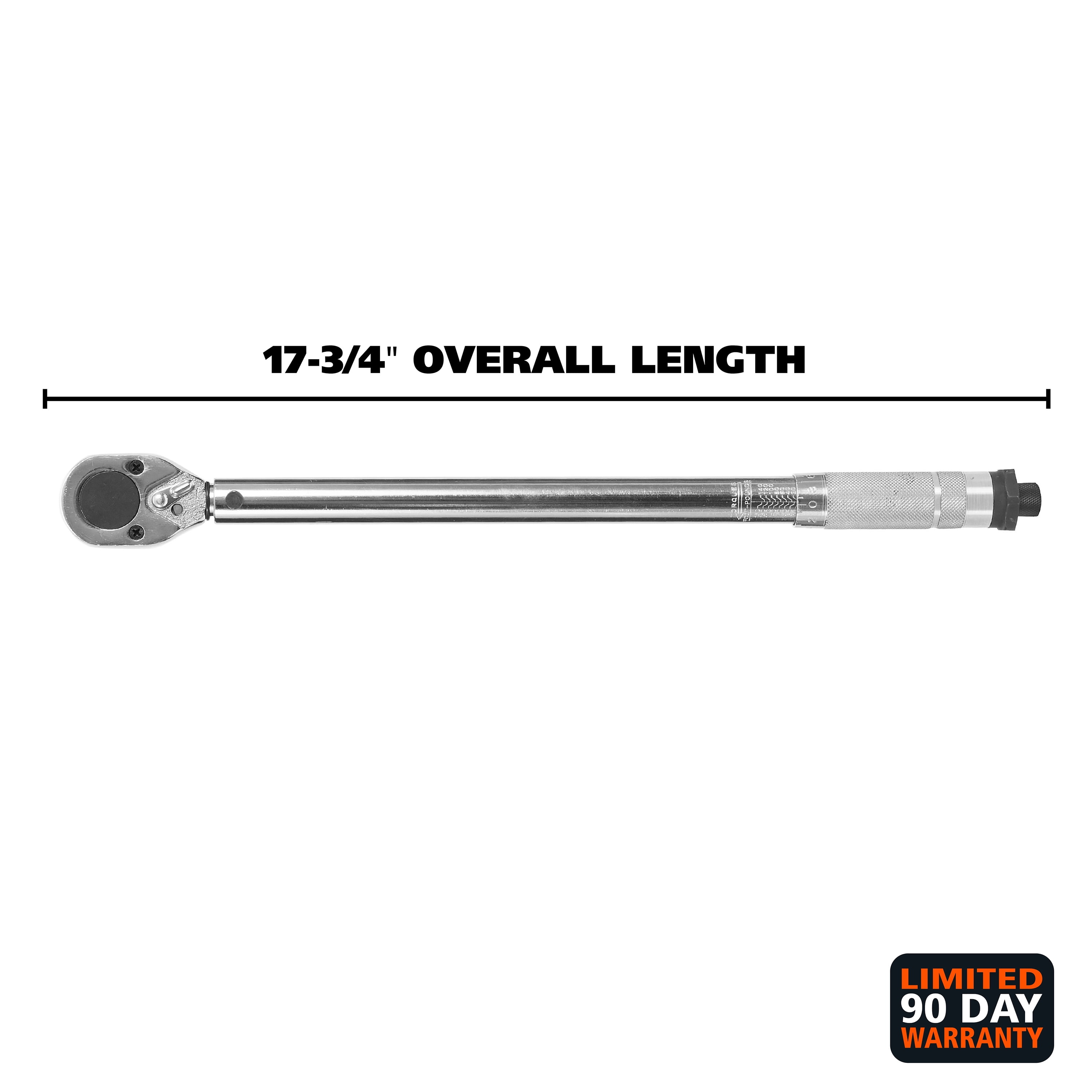 GreatNeck Click Style Torque Wrench, Chrome Plated Alloy Steel, 1/2" Drive, 30 to 150 ft/lb Range