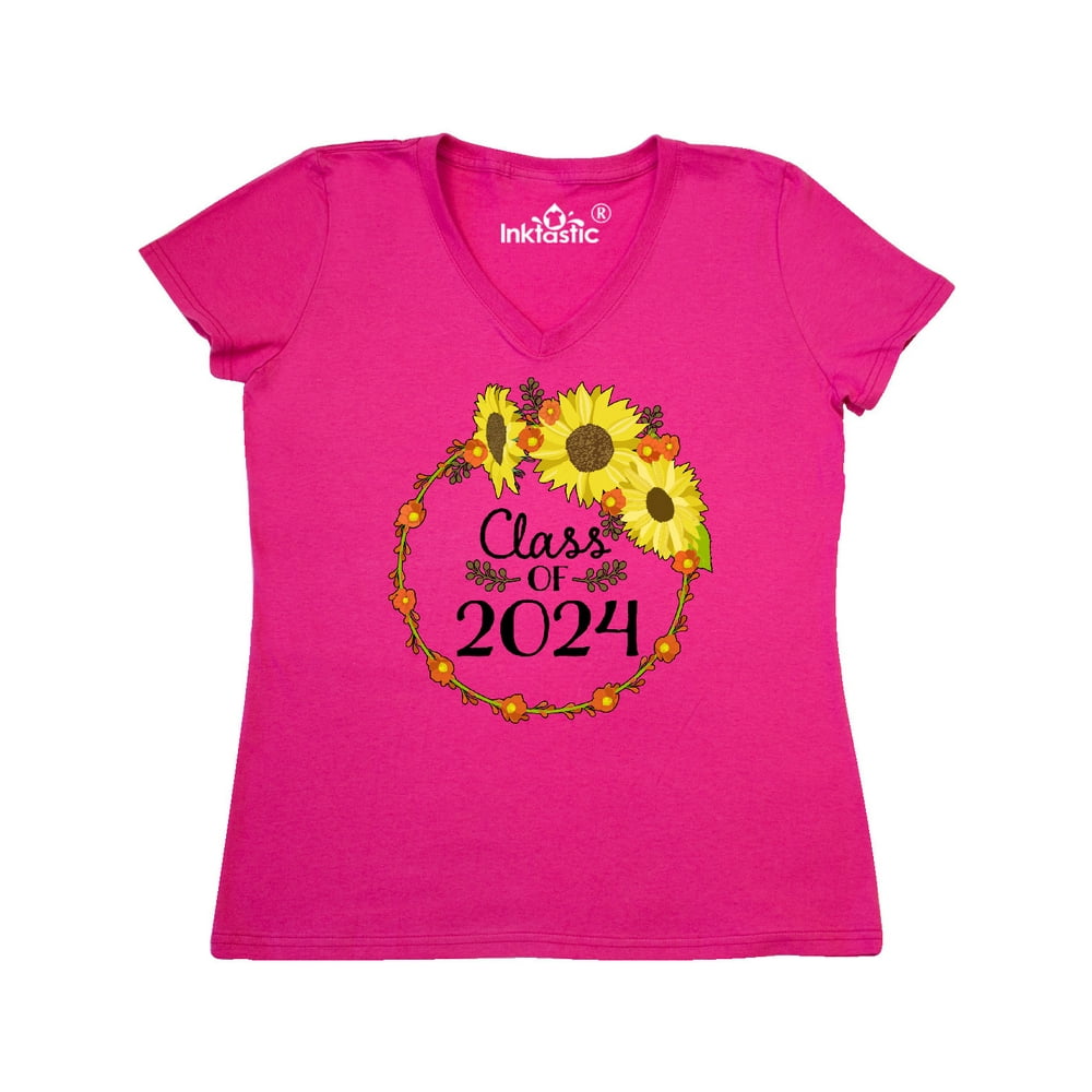 INKtastic Inktastic Class of 2024 Sunflower Wreath Adult Women's V