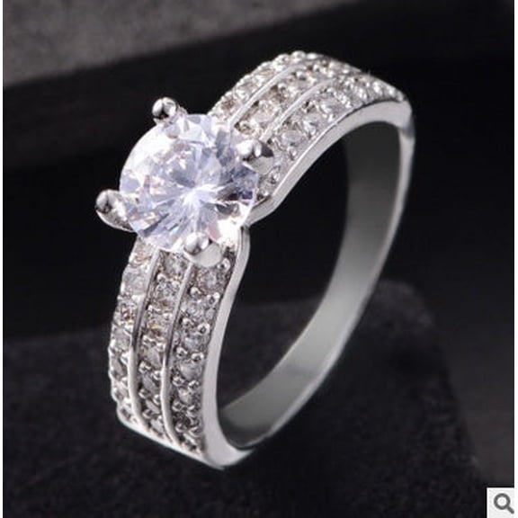 Zircon Diamond Ring Copper Plated Fashion Jewelry For Women Engagement Gift Dazzling Elegant Accessory Sparkle