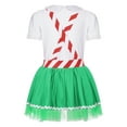 thumbnail image 2 of YEAHDOR Girls Christmas Gingerbread Man Dress-Up Party Wear Short Sleeve Stripes Ruffled Leotard Apron Dress Green 6, 2 of 5