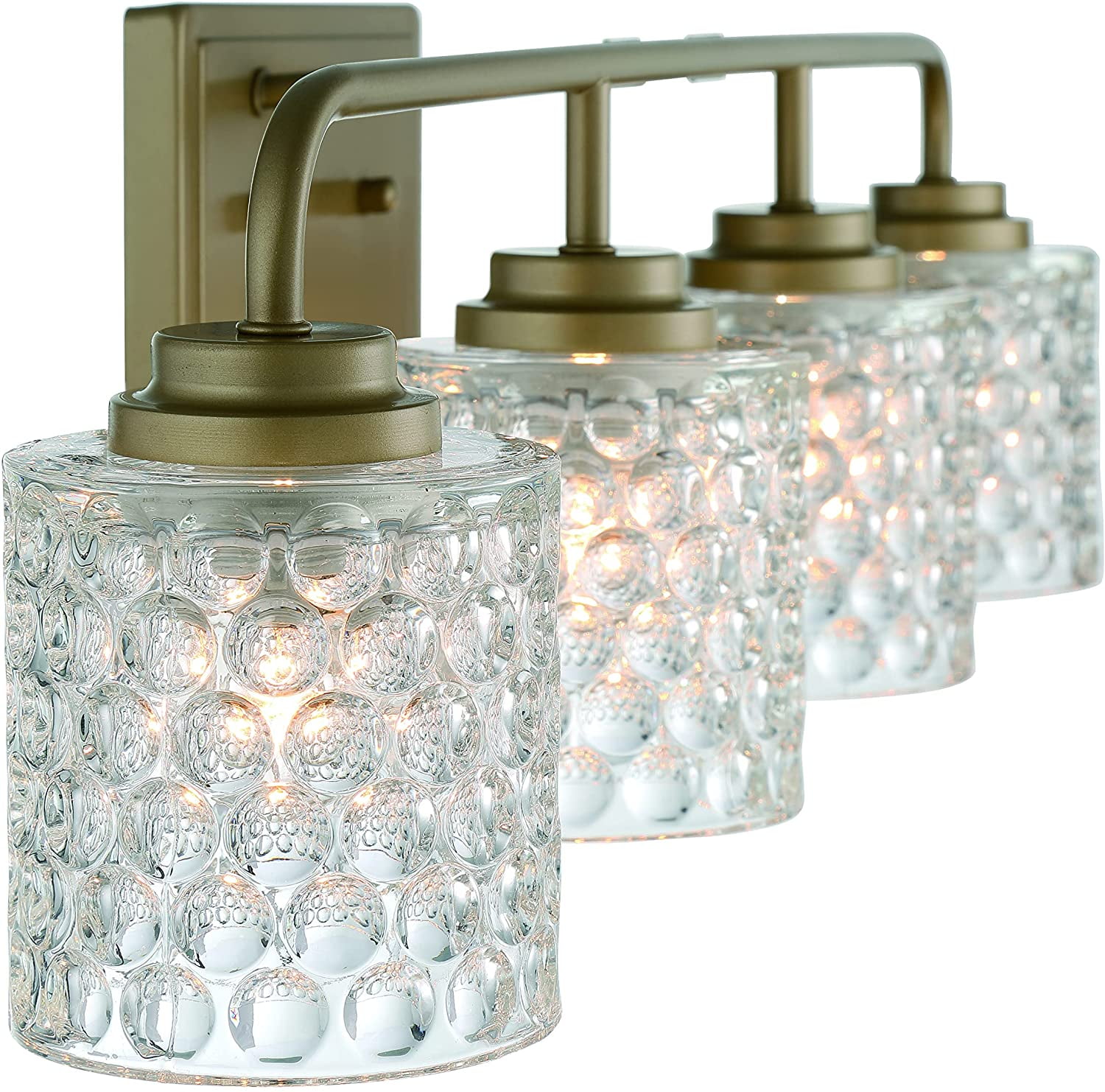 Vanity Art Elegant Cut Crystal Glass 4 Lights Bath Vanity Light for Over Mirror Hallway Living Room | Modern Wall Lighting with Clear Glass Shade Bathroom Light Fixtures W5004BD-C01
