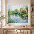 thumbnail image 5 of Garden Pond With Lilies and Flowering Trees, Peaceful Cottagecore Style for Garden Lovers, Floral Wall Art, Mother's Day Gift, Tapestry Wall Hanging for Bedroom and Living Room, 5 of 7