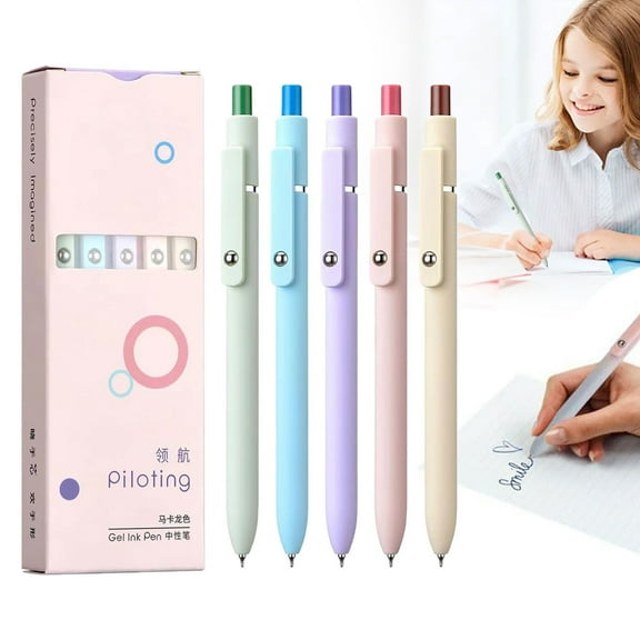 5 Pcs Gel Pens, Pens Fine Point Smooth Writing Pens, Quick Dry Gel Pens, 0.5mm Pens, Quick Dry Aesthetic Pens, Retractable Rolling Ball Black Ink Smooth Writing Pens, Pens for Journaling