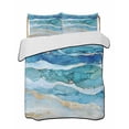 thumbnail image 2 of Teal Blue Ombre Twin XL Size Down Alternative Comforter, Lightweight Comforter Quilt Bedding Set with Pillow Shams Modern Coastal Ink Painted Abstract All Seasons Bed Comforter Duvet Insert 68"x98", 2 of 7