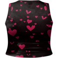 thumbnail image 3 of EIMELI Débardeurs pour Femmes Saint-Valentin Imprimé Cœur d'Amour Sans Manches Court Débardeur Décontracté Col Rond Rouge P, 3 of 5