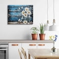 thumbnail image 6 of Canvas Wall Art Framed Daisy Butterfly Mason Jar Cottagecore Shabby Chic Vintage Botanical Textured Serene Calming Floral Blue Wall Decor for Bathroom Sunroom Positive Affirmation Decor, 6 of 6