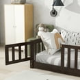 thumbnail image 3 of Miniyam Twin Size Toddler Floor Bed with Fence, Espresso, 3 of 8