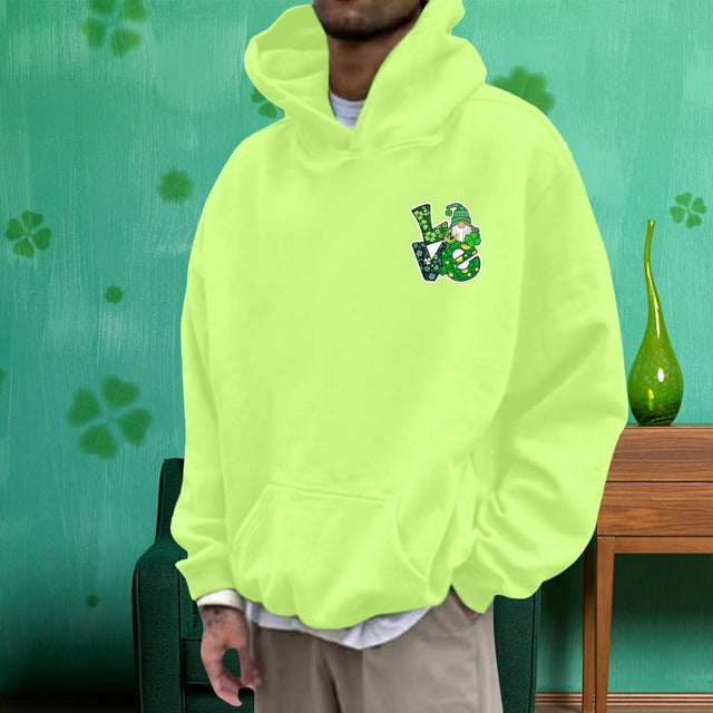 WILLBEST Sweat à Capuche et Chandails en Molleton pour Hommes Mode Automne et Hiver Décontracté Imprimé Stpatrick à Manches Longues