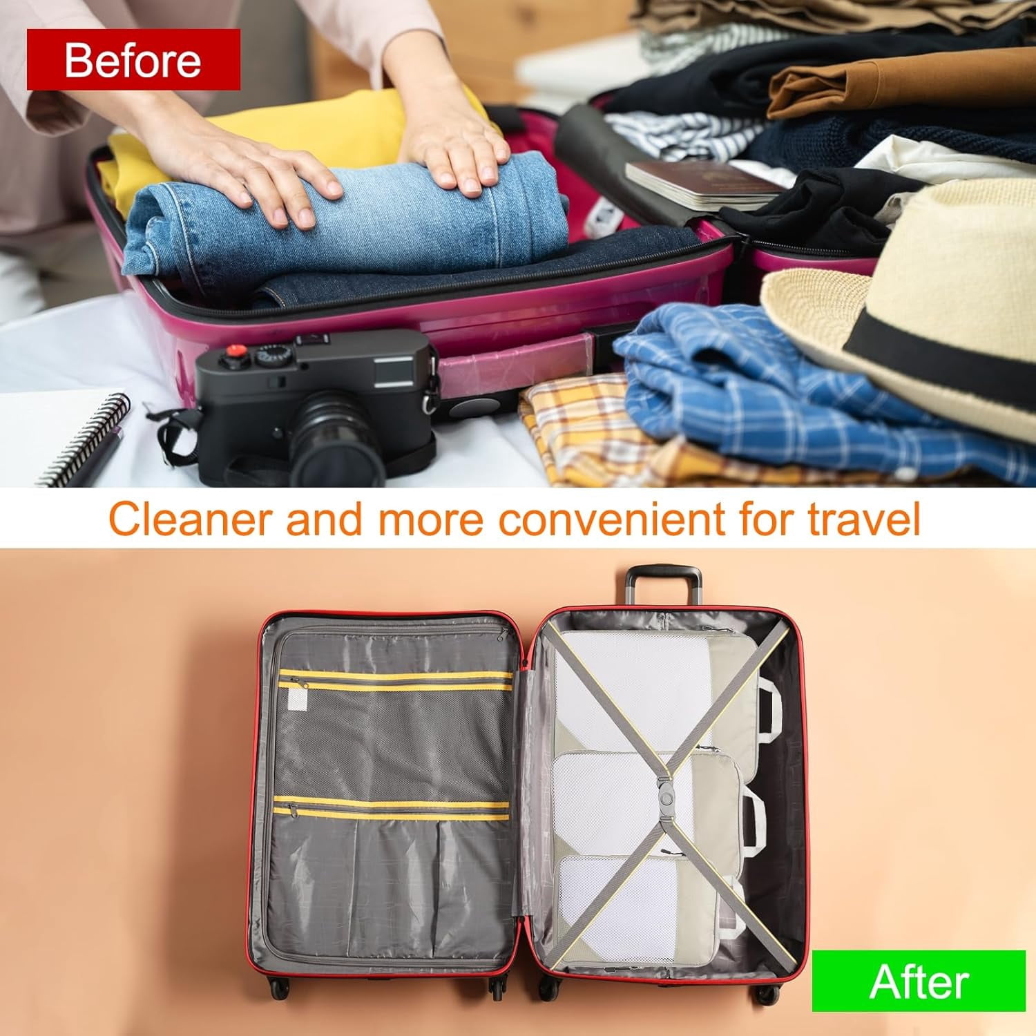 XiHAMA 3pcs Compression Packing Cube for Suitcases Lightweight Luggage Organizers Bag Travel Essentials Compression Bags for Carry on Suitcases