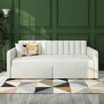 thumbnail image 5 of Upholstered Daybed with 2 Drawers, Twin Daybed Sofa with Wood Slat for Living Room, Ivory Boucle, Ribbed Tufted Backrest in Lavish Modern Design, 5 of 7