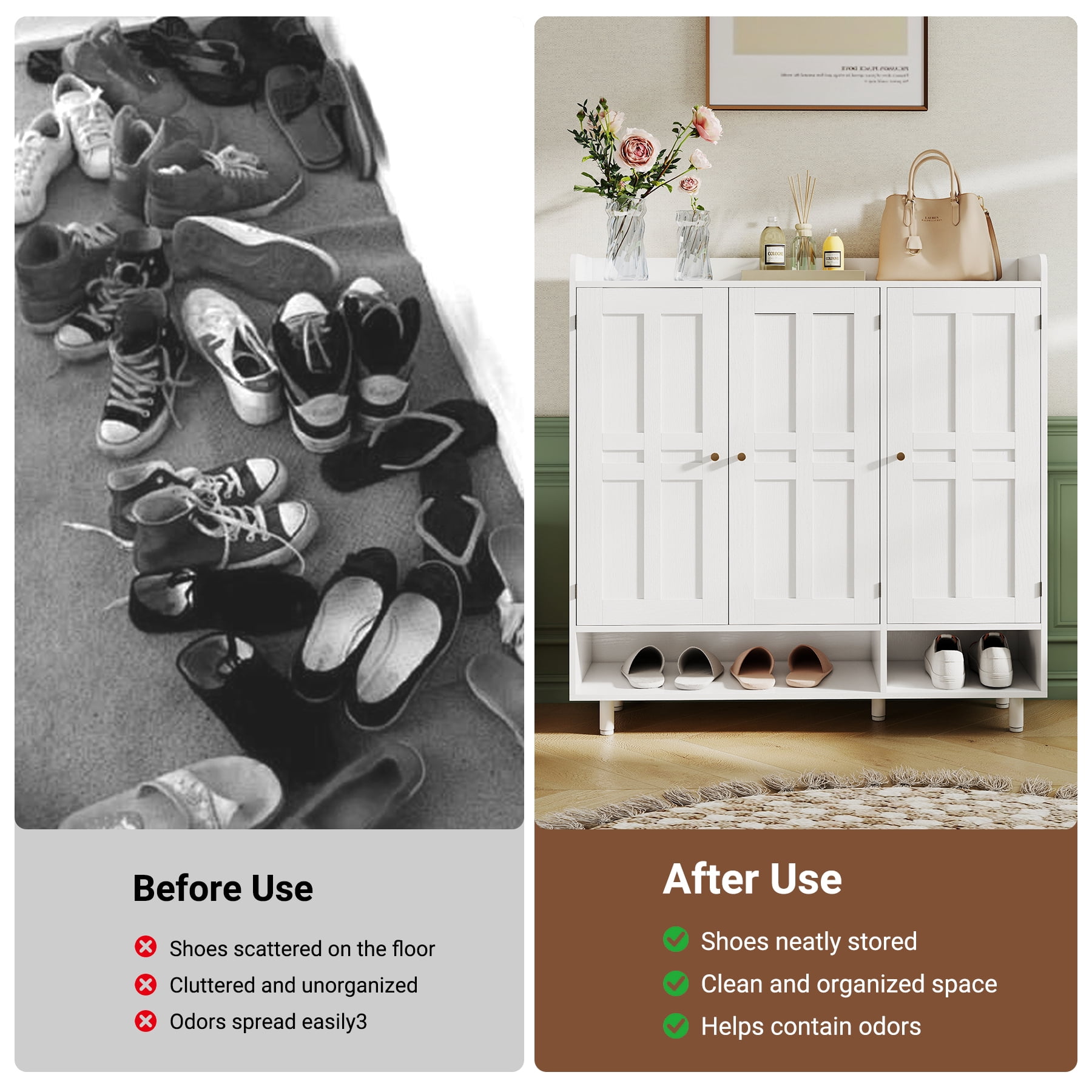 MOONMISS 6-Tiers Shoe Cabinet Rack Organizer Cabinet with Adjustable Shelves,Freestanding Cabinet Storage with Anti-Tip Fitting