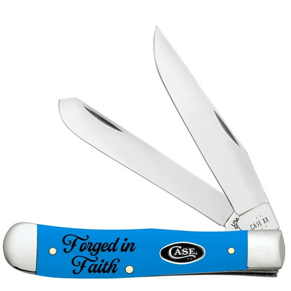 Case XX Knives Trapper Forged in Faith Light Blue Synthetic Pocket Knife