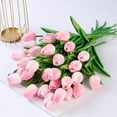 thumbnail image 4 of 15 Pcs Real Touch Artificial Tulips, Light Pink Fake Tulip Flowers with Flexible Stems, Faux PU Tulips for Wedding Bouquet, Spring Home Decor, Office Desk, Mother's Day Centerpiece Decorations, 4 of 7