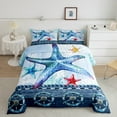thumbnail image 2 of Erosebridal Cartoon Starfish Bedding Twin Comforter Set, Nautical Wheel Down Comforter, Sea Coral Bedroom Decor, Reversible, 2 of 7
