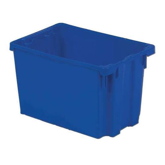 Hang & Stack Storage Bin, Plastic, Blue, 6 1/8 in H, 22 1/2 in W, 29 5/8 in L