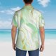 thumbnail image 4 of Balery Green And Gold Abstract Marble Camisas hawaianas de manga corta para hombre, camisas playeras de corte holgado, camisas de vacaciones con botones,Small, 4 of 7