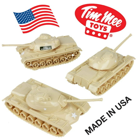 TimMee Toy Tanks for Plastic Army Men: Tan WW2 3pc - Made in