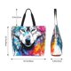 thumbnail image 5 of Easygdp Cool Colorful Wolf Bolsas Tote para Mujer, Bolsos de Hombro para Viaje, Bolsos de Mano de Gran Capacidad para Compras y Trabajo, 5 of 8
