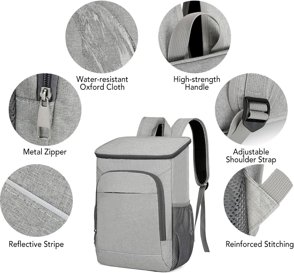 30L Cooler Backpack Leakproof Insulated Lunch Bag for Outdoor Camping Hiking Picnics Beach
