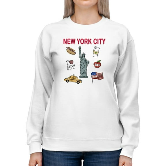 Liberty Statue, Flag And Food Sweatshirt Women -GoatDeals Designs, Female Medium