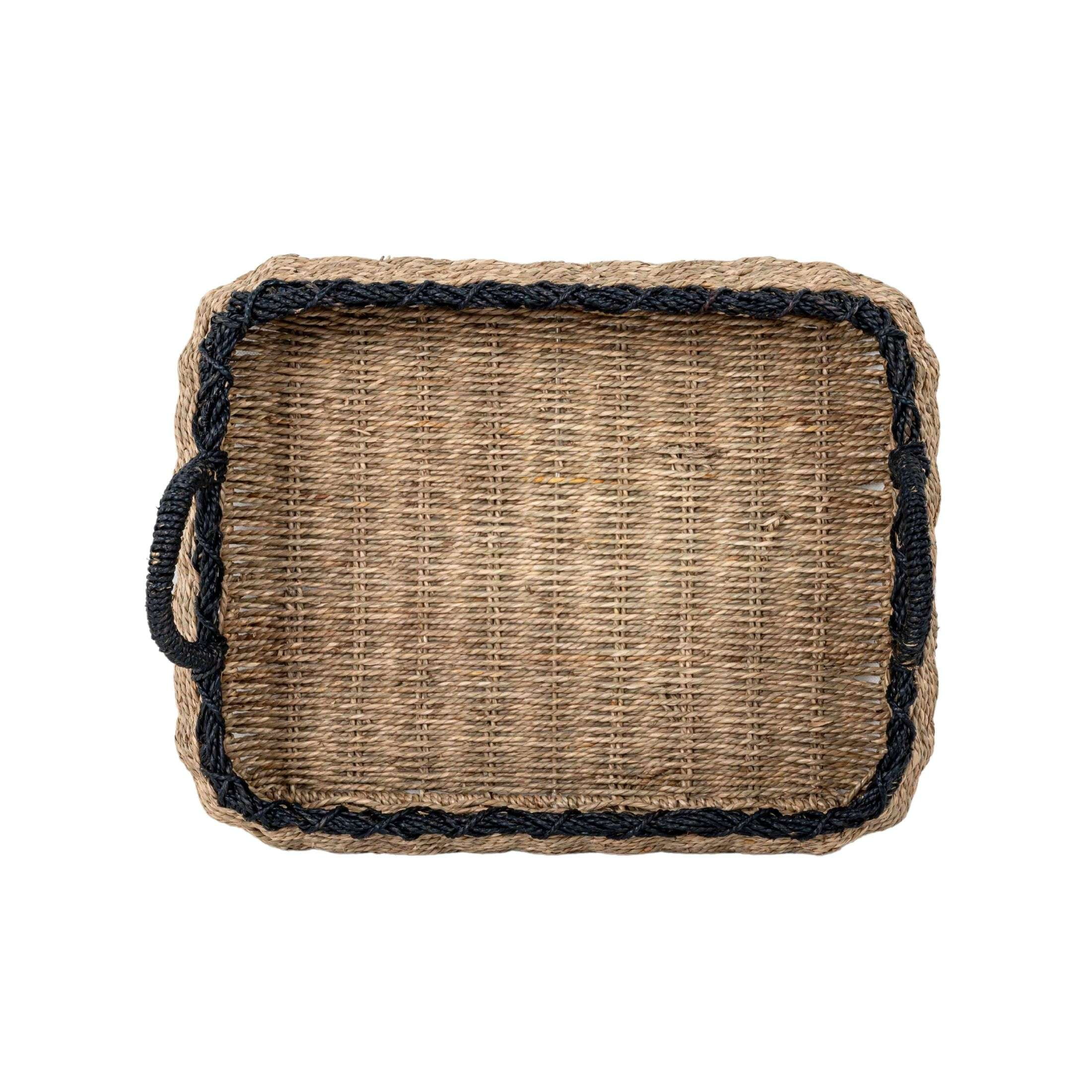 (2 pack) Better Homes & Gardens Seagrass Tray Storage Basket with Handles