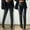 Black, variant on Tejiojio Fall Clearance Womens Solid Elastic Waist Casual Trousers Funny Leather Tight Leggings Pants