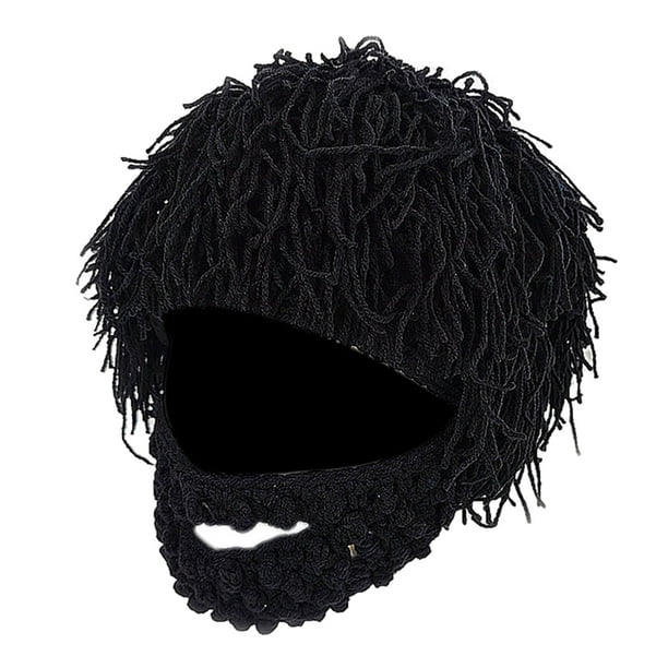 Gorro de punto, accesorios para fotos, tocados para disfrazarse, gorro de punto con barba cómodo para niños Negro