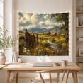 thumbnail image 5 of Highland Cow Saddle on Fence Meadow Landscape Painting, Serene Rustic for Farmhouse Enthusiasts, Country Home Decor Art, Birthday Gift Tapestry Wall Hanging for Bedroom and Living Room, 5 of 7