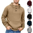 thumbnail image 6 of Chiccall Men's Quarter Button Hoodie Casual Drawstring Hooded Stylish Mock Neck Pullover Sweatshirts with Pocket, 6 of 6