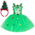thumbnail image 3 of Disfraz de árbol de Navidad verde brillante para niñas, vestido de tutú elegante para fiesta de Navidad, ropa de elfo navideño para bebés y niños pequeños, regalos, 3 of 5