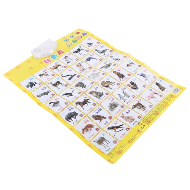 Animal Learning Poster, Easy Study Exquisite Beautiful Durable Practical Fine Workmanship Animal Poster Chart For Early Education Yellow
