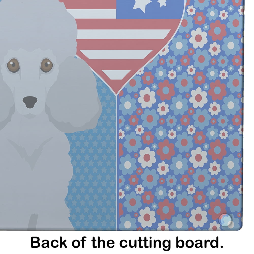 Toy Silver Poodle Glass Cutting Board Large 12 in x 15 in