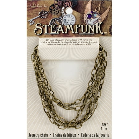 Steampunk Antique Gold Embossed Oval Jewelry Chain