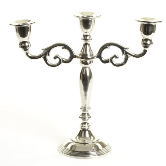 Koyal Wholesale 3 Arm Metal Candelabra Silver Candle Holder Centerpiece
