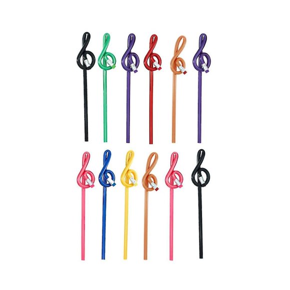 12pcs Students Note Pencils Musical Note Pencils With Eraser Colorful Music Pencils Wooden Treble C