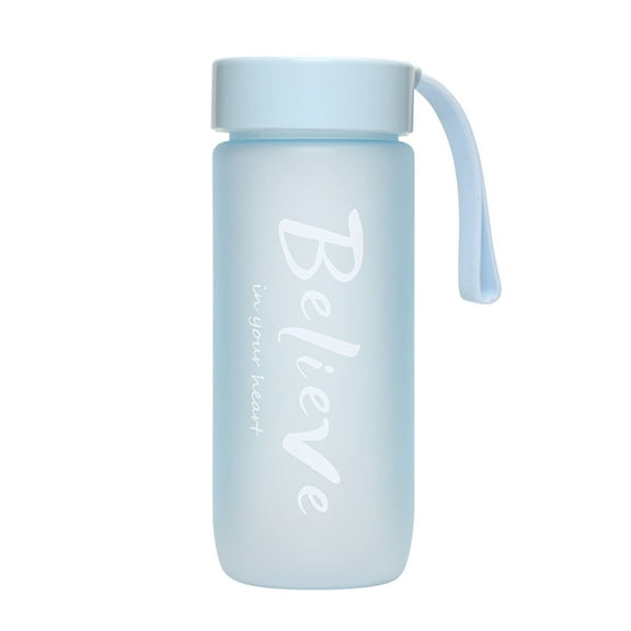 Uutvmp 600ml Plastic Cup Frosted Mug Large Capacity Fresh Student Portable Cups, Durable Plastic No Straw with Lanyard,Gym Water Bottles for Outdoor