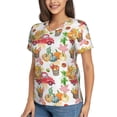 thumbnail image 2 of Vsdgher Autumn Harvest Truck Women Shirts V Neck Short Sleeve Tops T-Shirt Basic Tees, S to 3XL3X-Large, 2 of 5