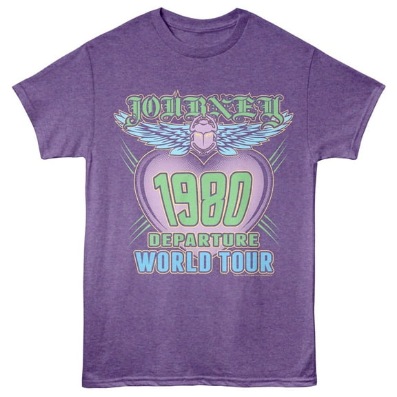Journey - Departure World Tour - American Classics - Purple Front Print Heather Adult Short Sleeve T-Shirt