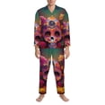 thumbnail image 3 of Hirioo Vintage Patterned Skull for Men's Pajama Sets 2 Piece Pjs Men's Long-Sleeved Pajama Set Button Down Sleepwear,S-XXL-X-Large, 3 of 7