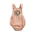 thumbnail image 3 of Cenuakty Infant Sleeveless Romper with Flower Embroidery, Bottom Button Adjustable Shoulder Strap Summer Clothing, 3 of 9