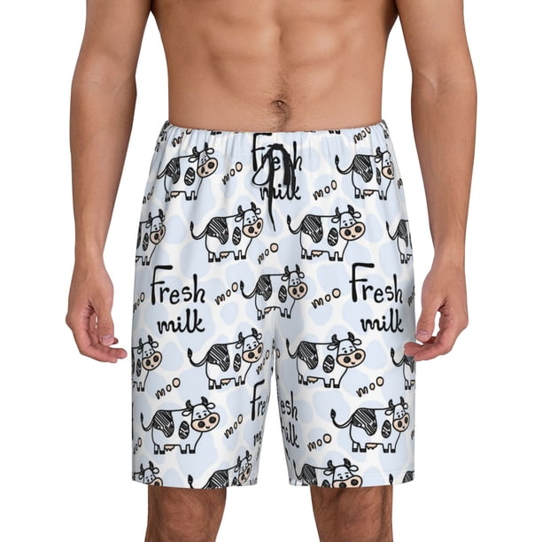 Fotbe Cow With Fresh Milk Pantalones Cortos de Pijama para Hombre, Ropa de Dormir, Pantalones de Pijama Cortos para Hombre-XX-Large