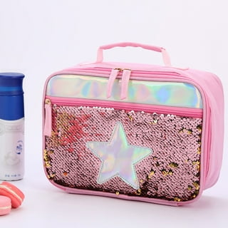 Keeli Kids Girls Pink Unicorn Lunch Box School Lunch Bag with Heart  Sandwich Cutter in Pink Rainbow Unicorns