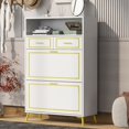 thumbnail image 3 of TUANLUO Shoe Cabinet with 2 Flip and 2 Slide Drawers, Freestanding Shoe Organizer, Storage Shoe Cabinet with Open Shelf, Shoe Cabinet Furniture for Entryway Hallway, 27.6"L x 11.8"W x 47.2"H, White, 3 of 10