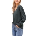 thumbnail image 4 of INSPIRE CHIC Women's Top Long Sleeve V Neck Lightweight Spring Fall Casual Tunic Tops S Green, 4 of 4