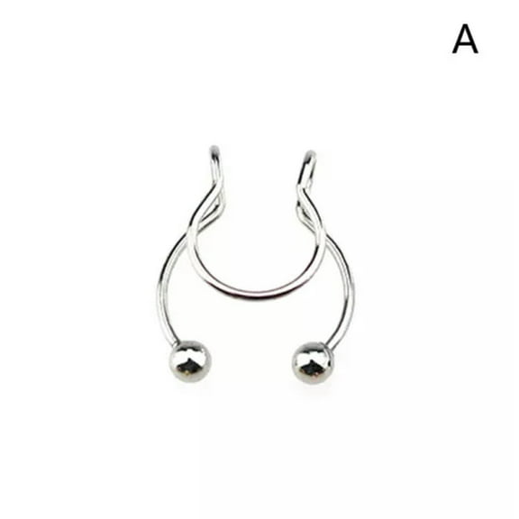 GKNET Nose Hoop Ring Clicker Delicate Jewelry Gem Nose Clip Cuff Non Piercing Stud Nostril_yi-A