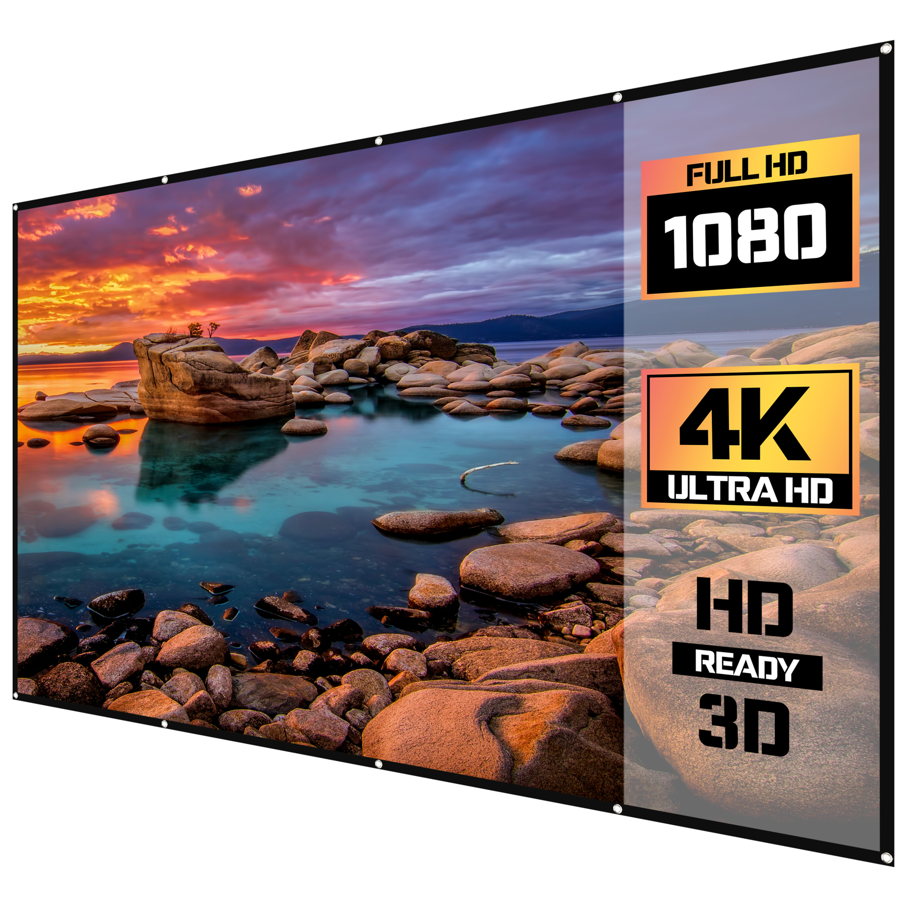 onn 120-Inch Portable Theater Projection Screen, 16:9 photo 1