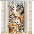 thumbnail image 4 of Funny Dogs Shower Curtain Cute Cartoon Animal in Door Lovely Pets Paws Print Bone Watercolor Farmhouse Wildlife Bath Curtain Fabric Bathroom Accessories Decor with Hooks-48"W x 72"L (Pack of 1), 4 of 7
