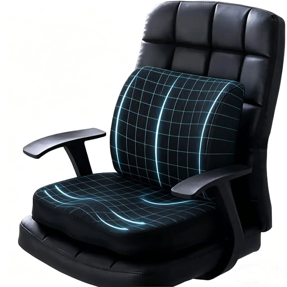 Fancy Fair Office Chair Cushion and Back Support for Office Chair, Lumbar Support Pillow, Memory Foam, Non Slip Sitting and Back Rest for Gaming, Car Seat Cushion, Chair Pad