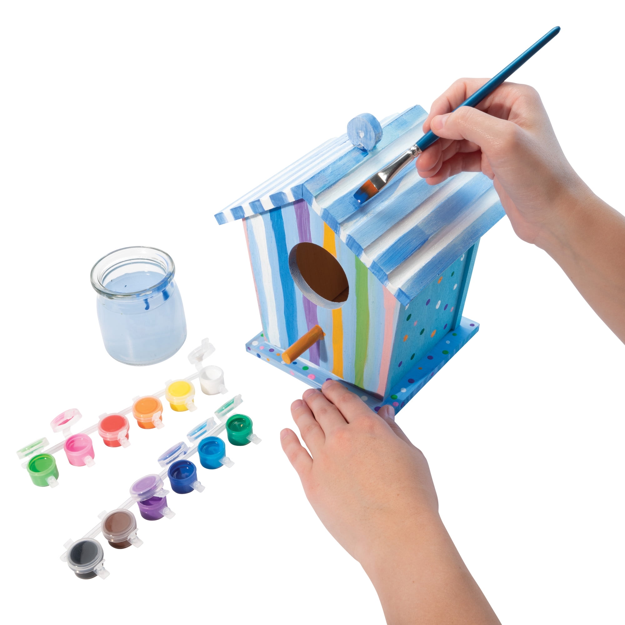 MindWare Make Your Own Birdhouse Kit, Wood Art Kit for Kids, Includes Pre-Cut Wood Pieces and Art Supplies to Assemble and Paint Your Own Bird House
