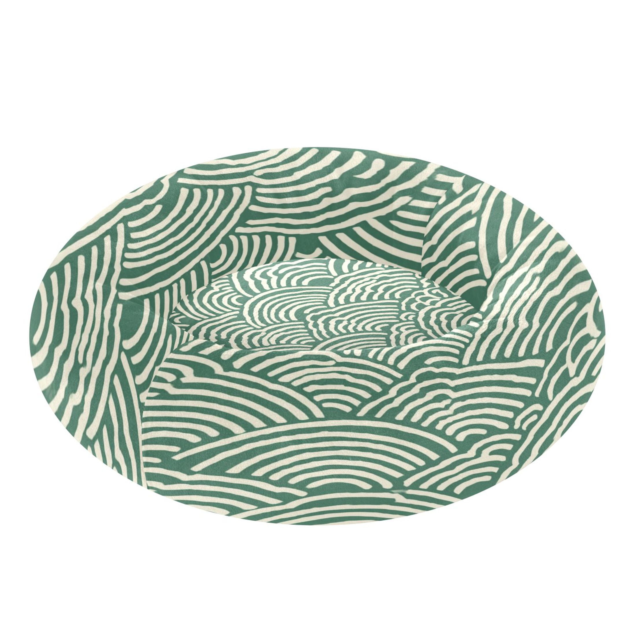 Iauyy Pet Couch Donut Cat Bed for Indoor Cats/Small Dogs Washable & Machine with Non-slip Bottom Calming Cat Furniture, Japanese Wave Pattern (M)